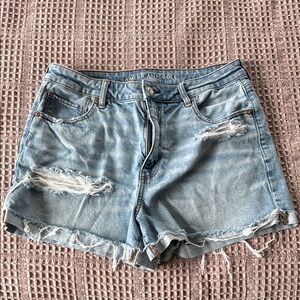 American Eagle Outfitters Blue Distressed Jean Shorts